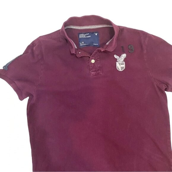 American Eagle Mens Vintage Classic Polo Shirt Burgundy Size M/L - Picture 12 of 12
